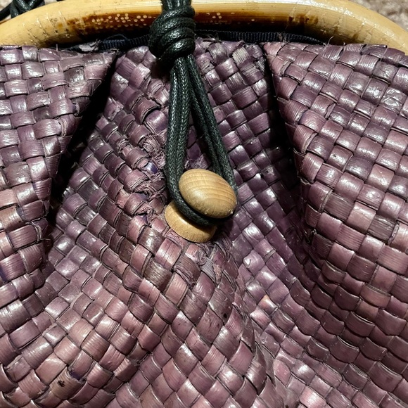 Vintage Neiman Marcus purple Straw Crossbody Bag - Picture 4 of 16